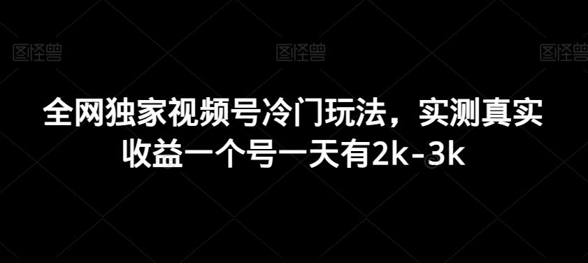 全网独家视频号冷门玩法，实测真实收益一个号一天有2k-3k-星火轻创
