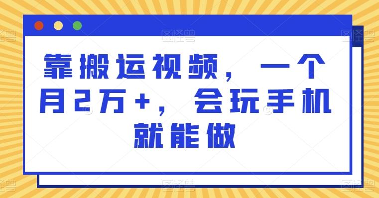 靠搬运视频，一个月2万+，会玩手机就能做-星火轻创