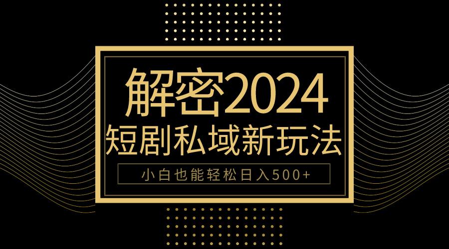 (9951期)10分钟教会你2024玩转短剧私域变现，小白也能轻松日入500+-星火轻创