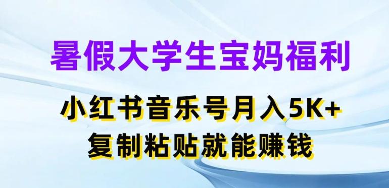 暑假大学生宝妈福利，小红书音乐号月入5000+，复制粘贴就能赚钱【揭秘】-星火轻创