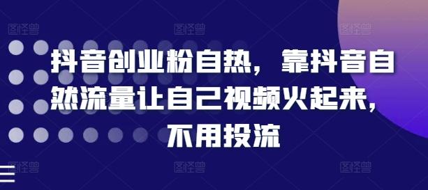 抖音创业粉自热，靠抖音自然流量让自己视频火起来，不用投流-星火轻创