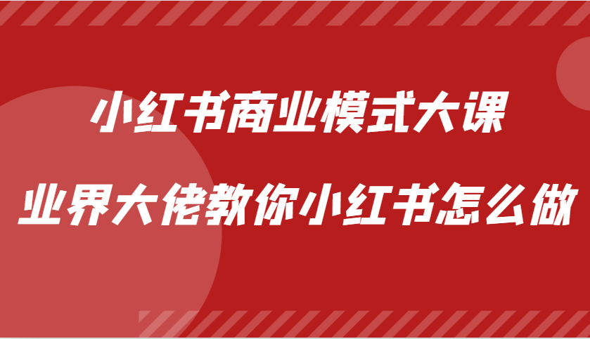 小红书商业模式大课，业界大佬教你小红书怎么做【视频课】-星火轻创
