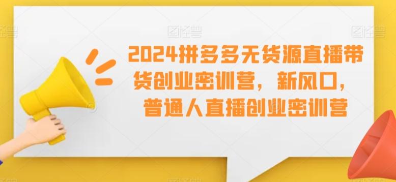 2024拼多多无货源直播带货创业密训营，新风口，普通人直播创业密训营-星火轻创