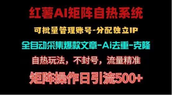 红薯矩阵自热系统，独家不死号引流玩法！矩阵操作日引流500+-星火轻创