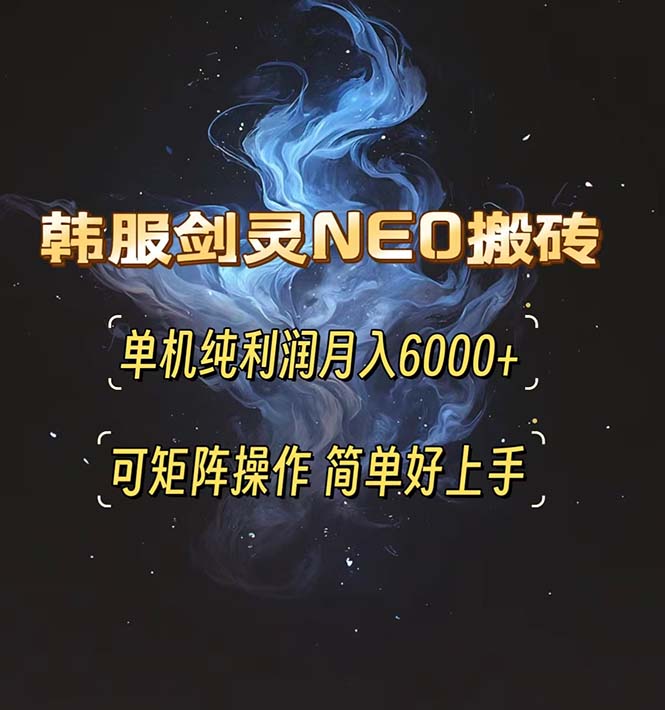 韩服剑灵NEO搬砖攻略，单机纯利润月入6000+ 可矩阵操作，简单好上手。-星火轻创