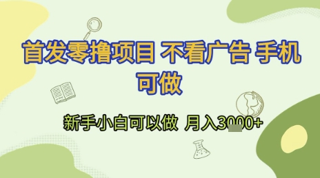 首发零撸项目 不看广告 手机可做 新手小白可以做  月入3k+【揭秘】-星火轻创