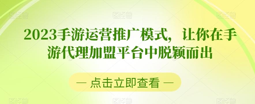 2023手游运营推广模式，让你在手游代理加盟平台中脱颖而出-星火轻创