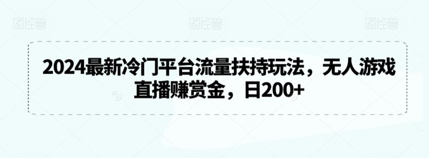 2024最新冷门平台流量扶持玩法，无人游戏直播赚赏金，日200+【揭秘】-星火轻创