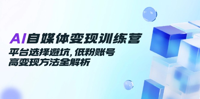 AI自媒体变现训练营，平台选择避坑，低粉账号高变现方法全解析-星火轻创