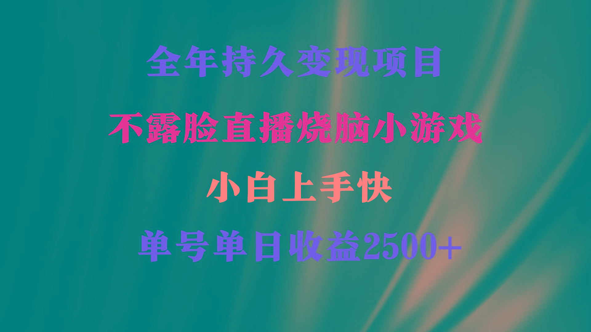 2024年 最优项目，烧脑小游戏不露脸直播  小白上手快 无门槛 一天收益2500+-星火轻创