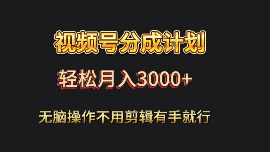 视频号流量分成，不用剪辑，有手就行，轻松月入2000+-星火轻创
