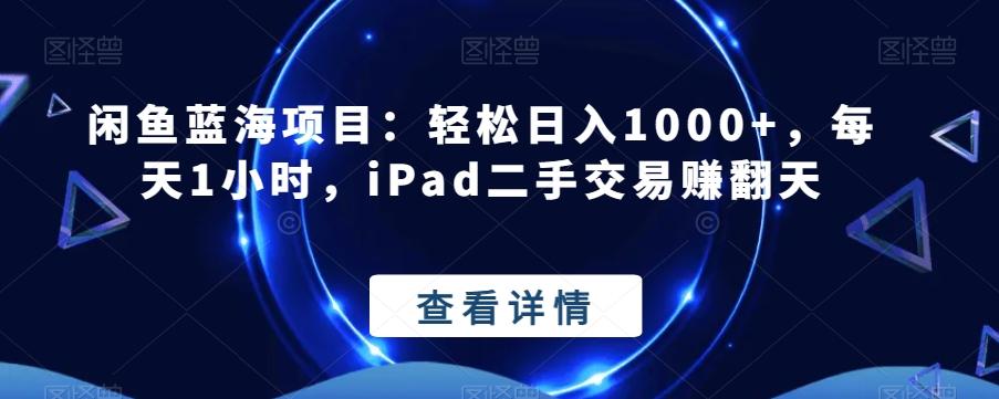 闲鱼蓝海项目：轻松日入1000+，每天1小时，iPad二手交易赚翻天-星火轻创
