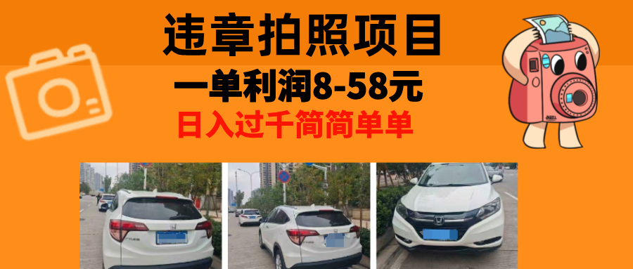 最强副业，违章拍照，一单利润8-58元，全国大小城市都可做-星火轻创