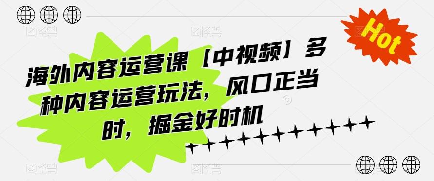 海外内容运营课【中视频】多种内容运营玩法，风口正当时，掘金好时机-星火轻创