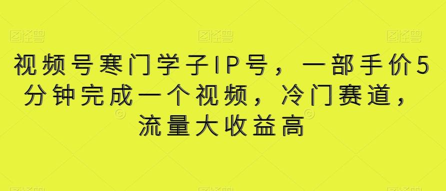 视频号寒门学子IP号，一部手价5分钟完成一个视频，冷门赛道，流量大收益高【揭秘】-星火轻创