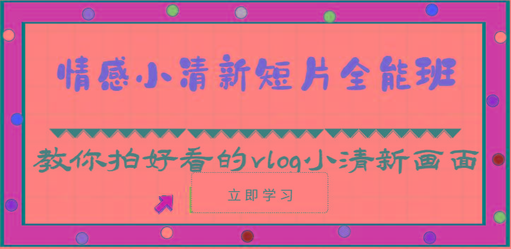 情感小清新短片全能班-教你拍好看的vlog小清新画面(30节课)-星火轻创