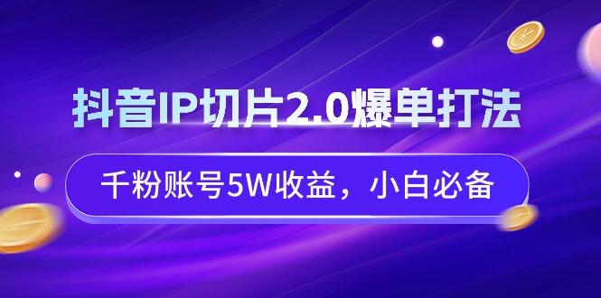 抖音IP切片2.0爆单打法，千粉账号5W收益，小白必备-星火轻创
