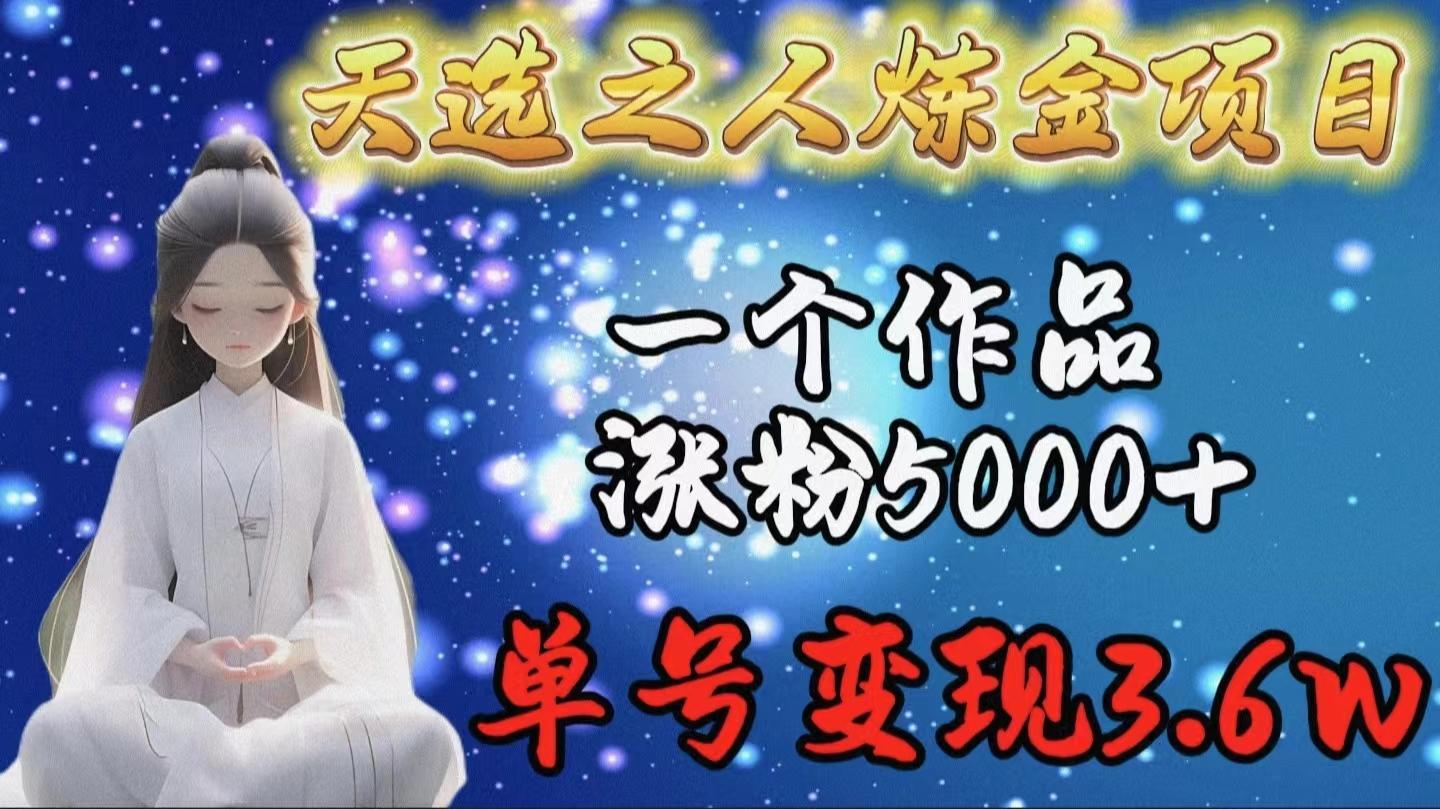 (9693期)天选之人炼金项目，一个作品涨粉5000+，单号变现3.6w-星火轻创