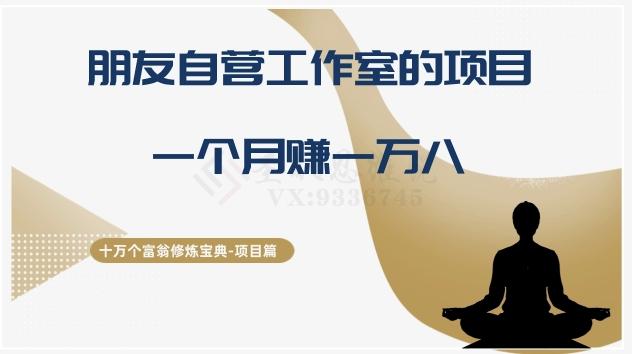 十万个富翁修炼宝典之16.朋友自营工作室的项目，一个月赚一万八-星火轻创