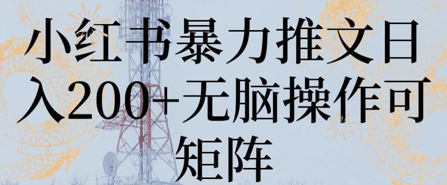 小红书暴力推文日入200+无脑操作可矩阵【揭秘】-星火轻创