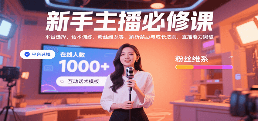 新手主播必修课:平台选择、话术训练、粉丝维系等,解析禁忌与成长法则,突破直播能力-星火轻创