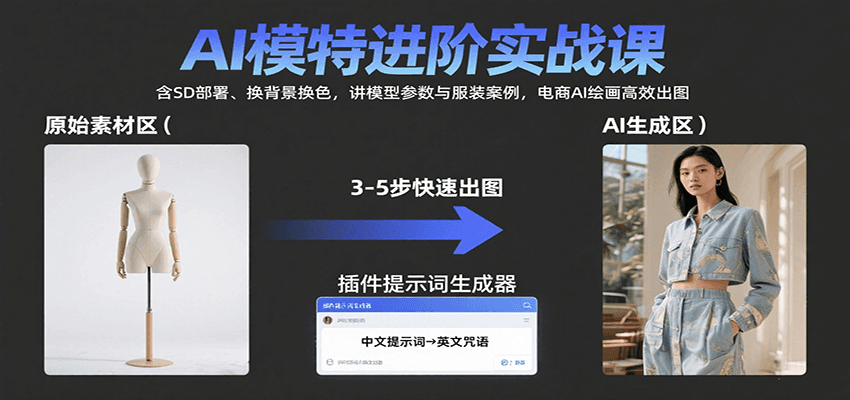 AI模特进阶实战课:含SD部署、换背景换色,讲模型参数与服装案例,电商AI绘画高效出图-星火轻创
