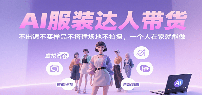 AI服装达人带货,不出镜不买样品不搭建场地不拍摄,一个人在家就能做-星火轻创