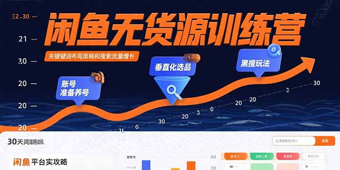 闲鱼无货源训练营：账号准备养号/垂直化选品/黑搜玩法，0基础30天盈利指南-星火轻创