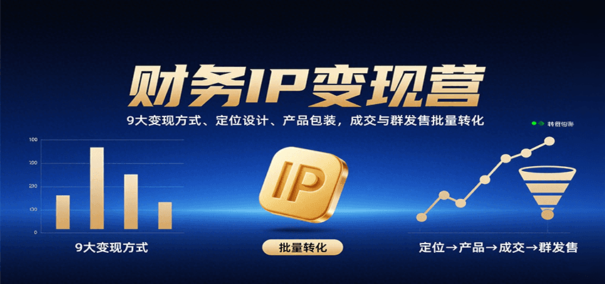 财务IP变现营:9大变现方式、定位设计、产品包装,成交与群发售批量转化-星火轻创