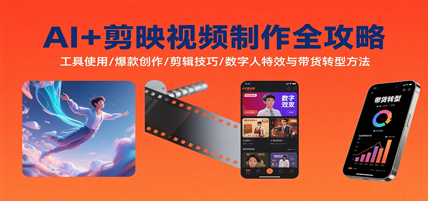AI+剪映视频制作全攻略:工具使用/爆款创作/剪辑技巧/数字人特效与带货转型方法-星火轻创
