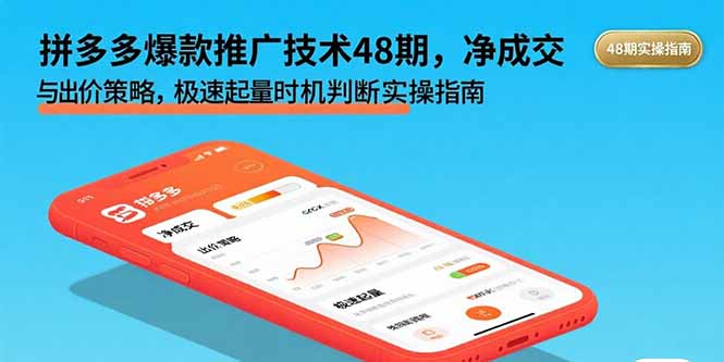 拼多多爆款推广技术48期，净成交与出价策略，极速起量时机判断实操指南-星火轻创