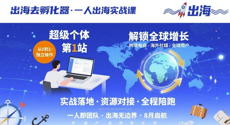 出海去孵化器，一人出海实战课，​超级个体第1站，解锁全球增长-星火轻创