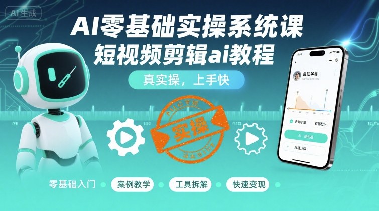 AI零基础实操系统课，短视频剪辑ai教程，真实操，上手快-星火轻创