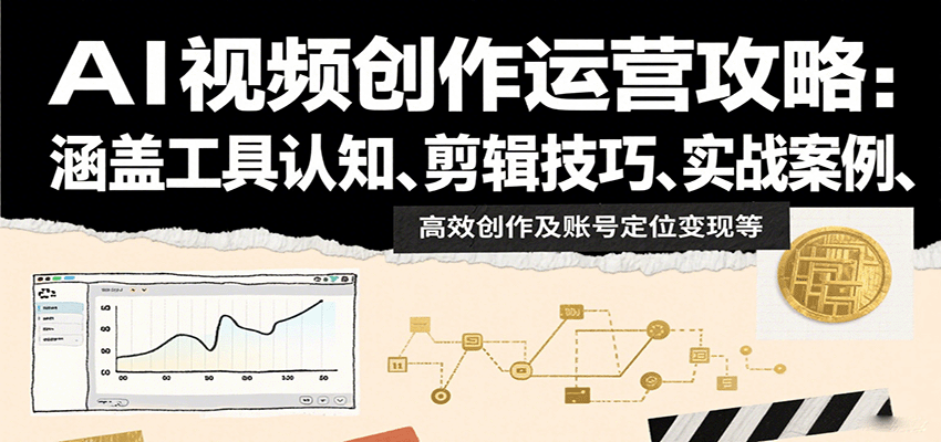 AI视频创作运营攻略:涵盖工具认知、剪辑技巧、实战案例、高效创作及账号定位变现等-星火轻创