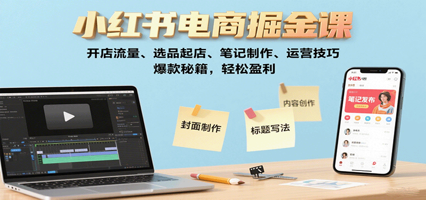 小红书电商掘金课：开店流量、选品起店、笔记制作、运营技巧，爆款秘籍，轻松盈利-星火轻创