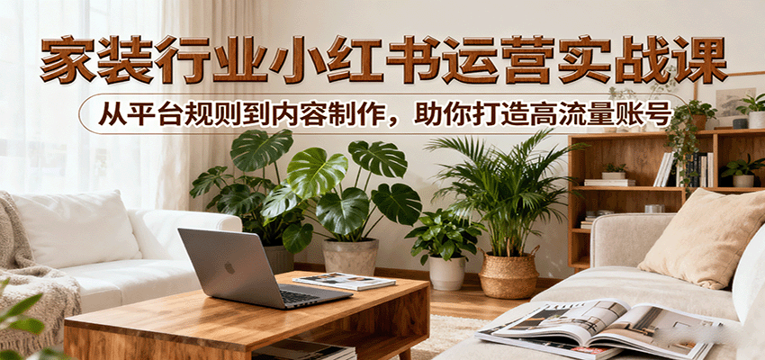 小红书家装行业运营实战课:从平台规则到内容制作,助你打造高流量账号-星火轻创