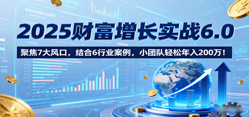 2025财富增长实战6.0,聚焦7大风口,结合6行业案例,小团队轻松年入200万!-星火轻创
