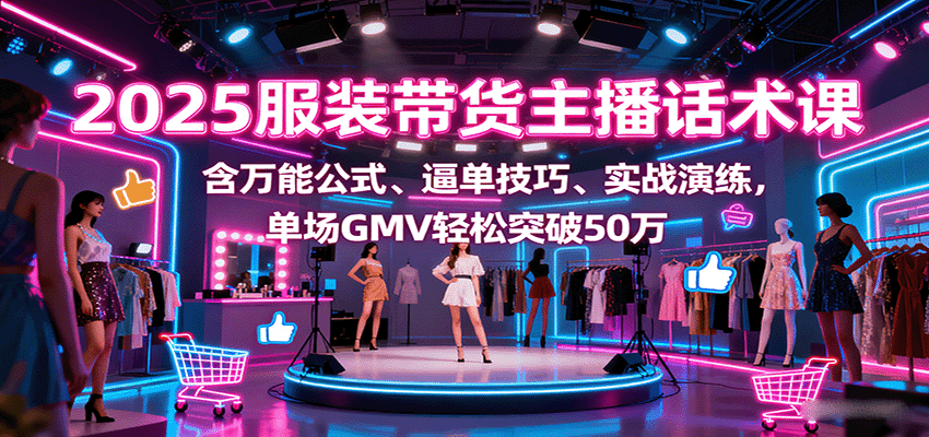 2025服装带货主播话术课,含万能公式、逼单技巧、实战演练,单场GMV轻松突破50万-星火轻创