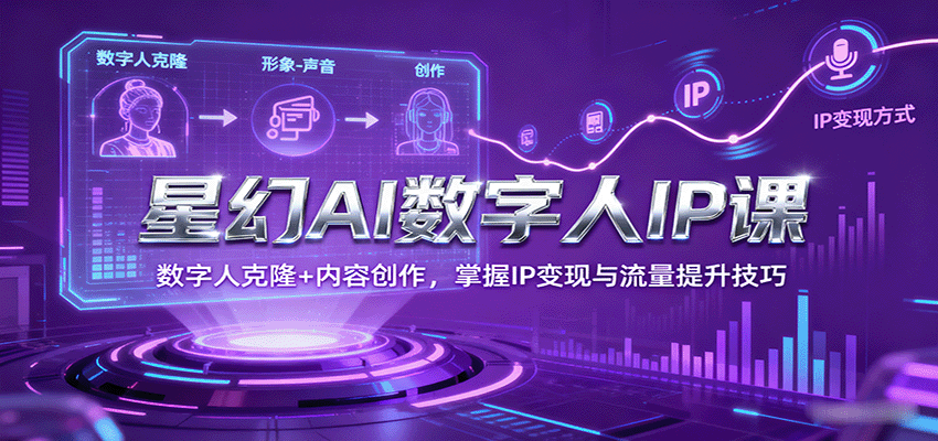 星幻AI数字人IP课,数字人克隆+内容创作,掌握IP变现与流量提升技巧-小艾项目网