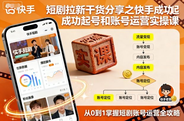 短剧拉新干货分享之快手成功起号和账号运营实操课-星火轻创