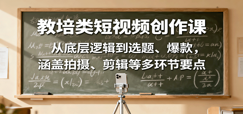 教培类短视频创作课:从底层逻辑到选题、爆款,涵盖拍摄、剪辑等多环节要点-星火轻创