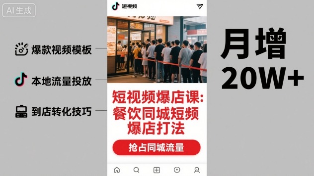 短视频爆店课，餐饮同城短视频爆店打法-小艾项目网