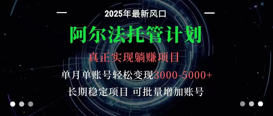 阿尔法托管计划 单账号月入3000-5000,长期稳定项目,新手小白轻松上手-星火轻创
