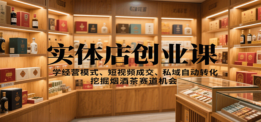 实体店创业课:学经营模式、短视频成交、私域自动转化,挖掘烟酒茶赛道机会-星火轻创