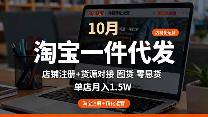 淘宝一件代发精细化运营-10月：店铺注册+货源对接+零囤货，单店月入1.5w-星火轻创