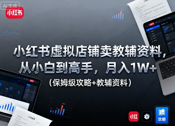 小红书虚拟店铺卖教辅资料，从小白到高手，月入1W+(保姆级攻略+教辅资料)-星火轻创