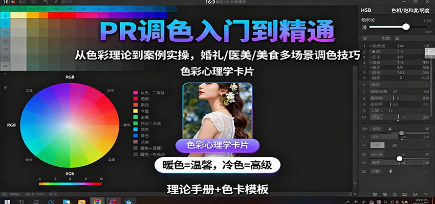 PR调色入门到精通:从色彩理论到案例实操,婚礼/医美/美食多场景调色技巧-星火轻创