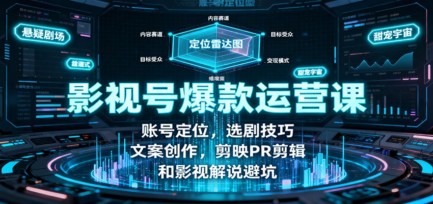 影视号爆款运营课:账号定位,选剧技巧,文案创作,剪映PR剪辑和影视解说避坑-小艾项目网