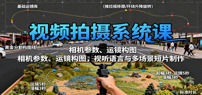 视频拍摄系统课:相机参数、运镜构图,视听语言与多场景短片制作-星火轻创
