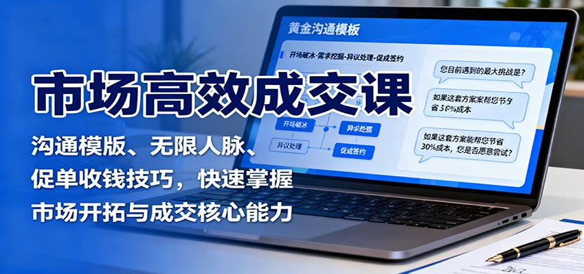 市场高效成交课:沟通模版、无限人脉、促单收钱技巧,快速掌握市场开拓与成交核心能力-星火轻创